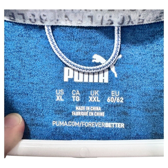 MENS XL SHERPA DARK AQUA BLUE PUMA LS ZIP UP SHIRT - NWT - Picture 3 of 5